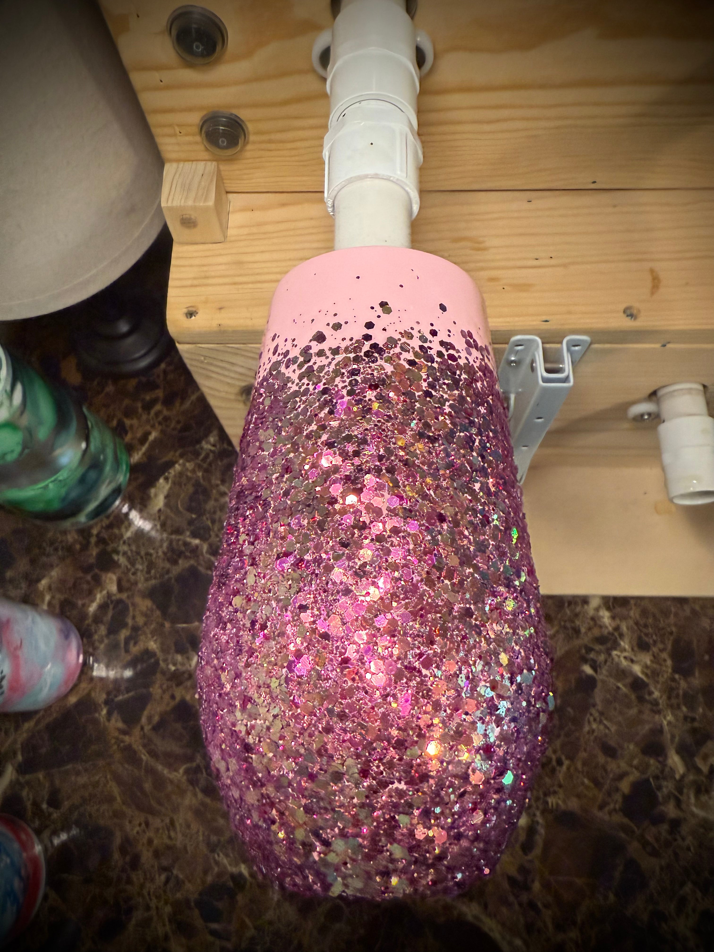 Pink Colorshift Base 17oz Stemless Glass