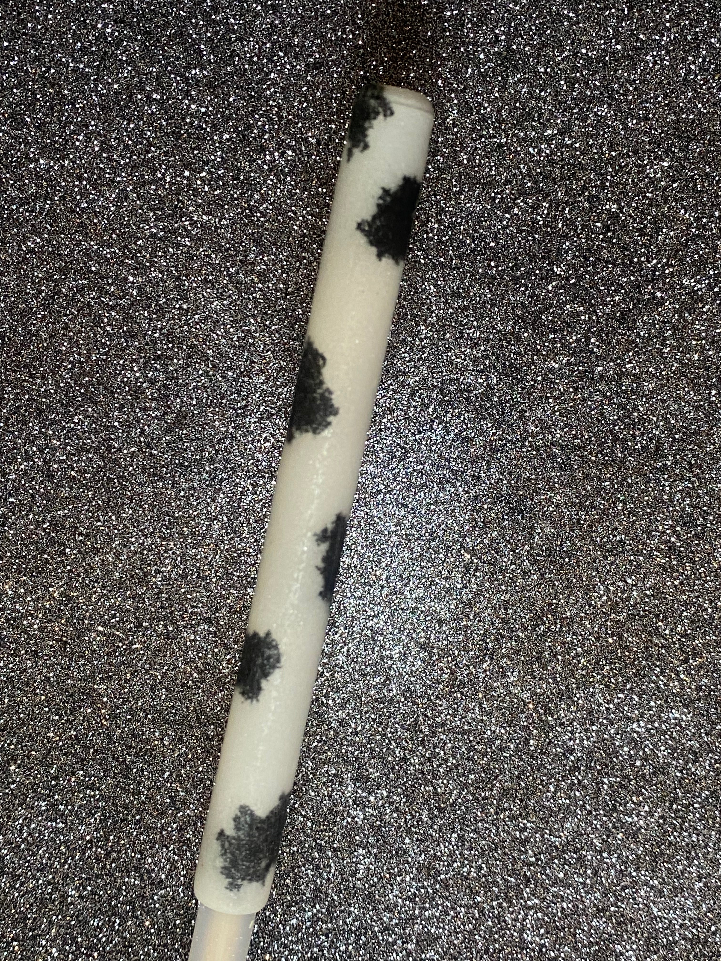 Pink & Teal Swirl Glitter Cow Print Pen