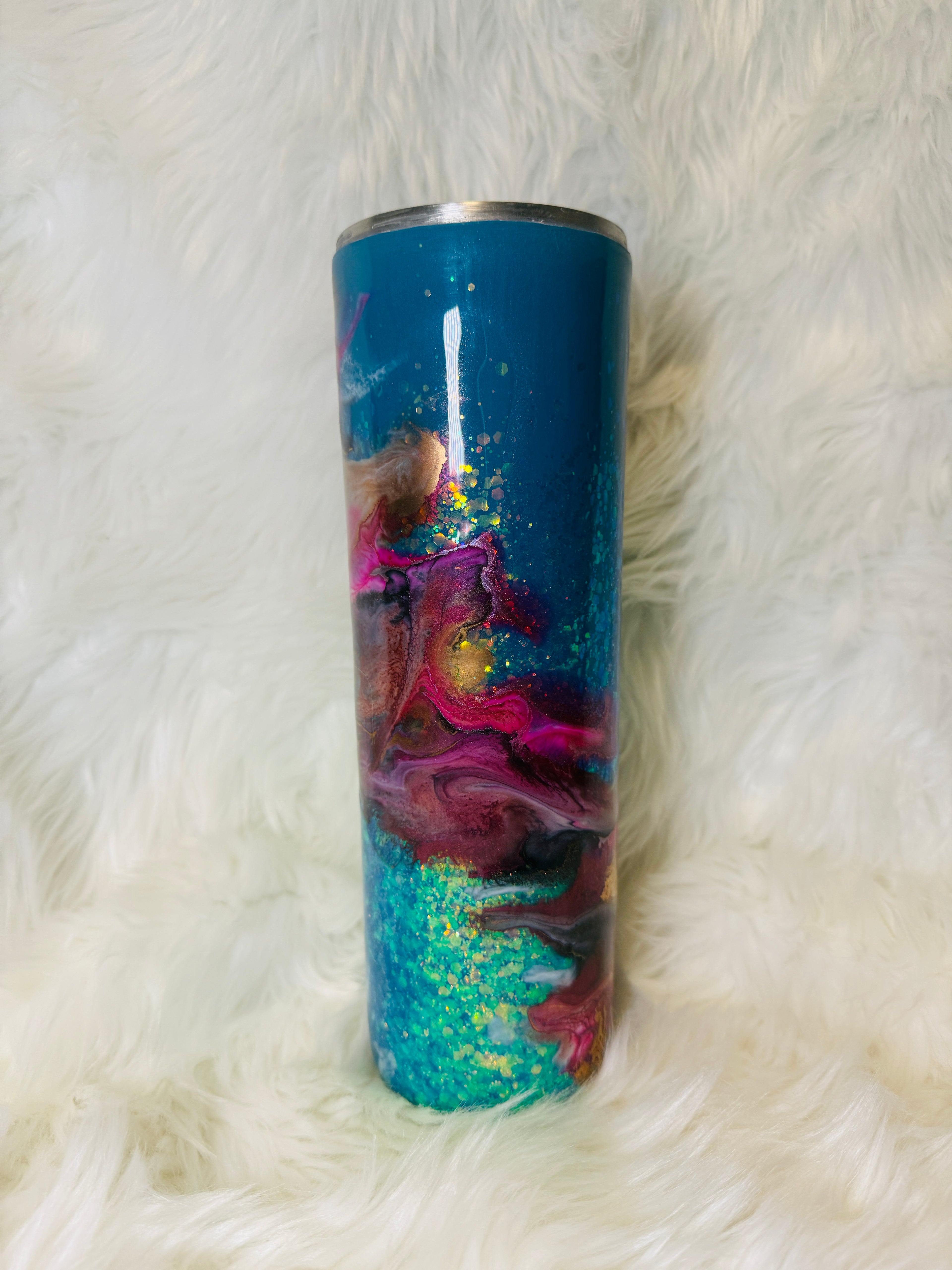 30 oz Pink & Gold Twisted Ink Swirl